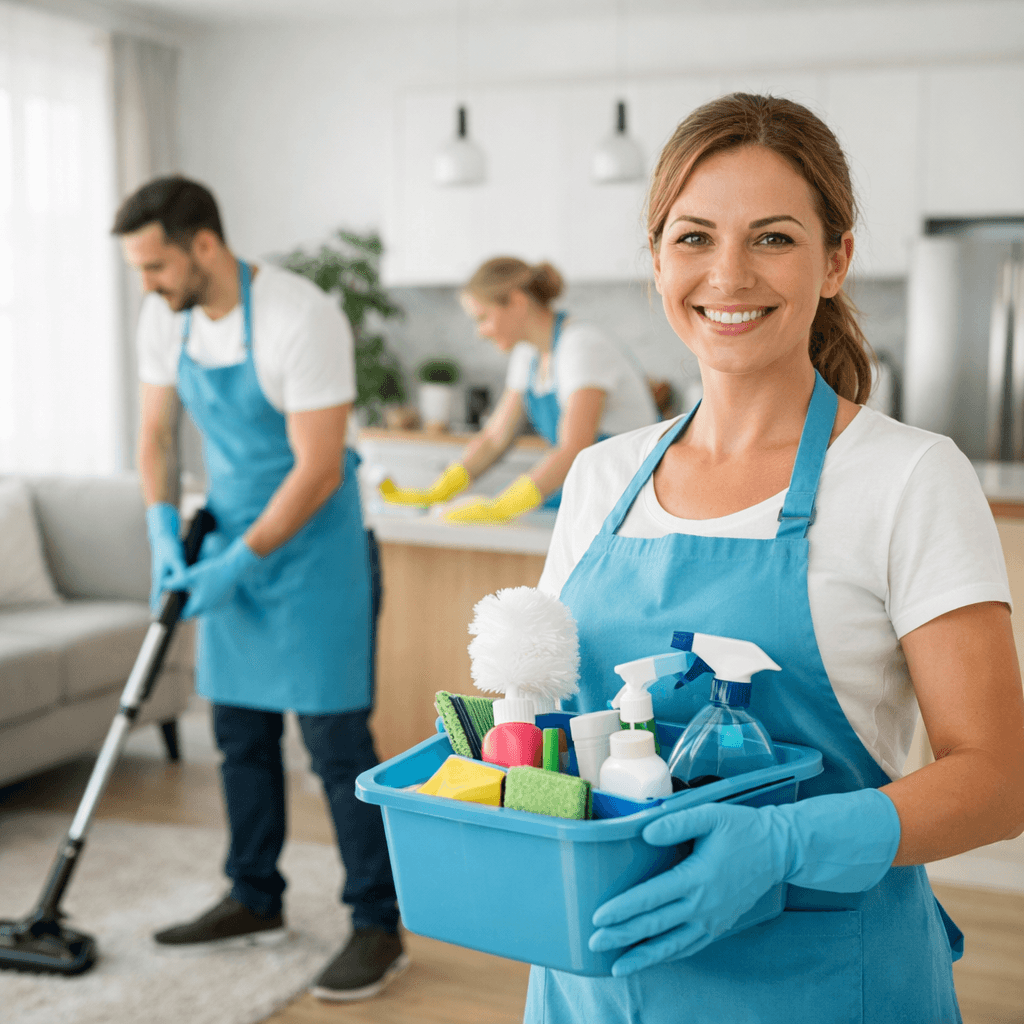 Summit HQ Cleaning team cleaning a residential living room